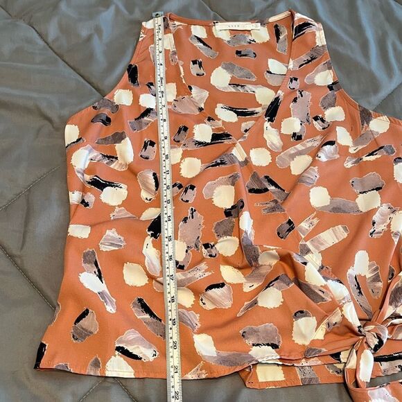 🎄Lush Abstract Wrap Style Tie Waist Sleeveless Top - Picture 10 of 11